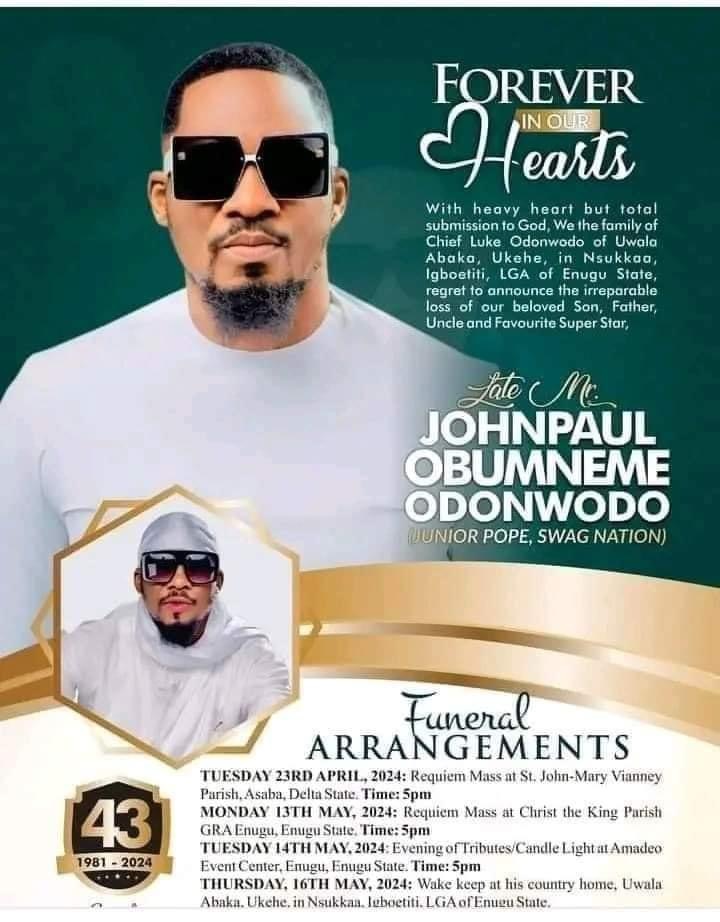Go and ask his brother - Movie producer Stanley Nwoko tells Nigerians asking why ‘Husband’ was not included in Jnr Pope’s obituary 1 99905761 34CA 401C B6C2 E42F9AEEDC8A
