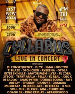 CYLLABUS LIVE IN CONCERT SCHEDULED 21ST NOVEMBER 2024 AT PLANTINUM LOUNGE