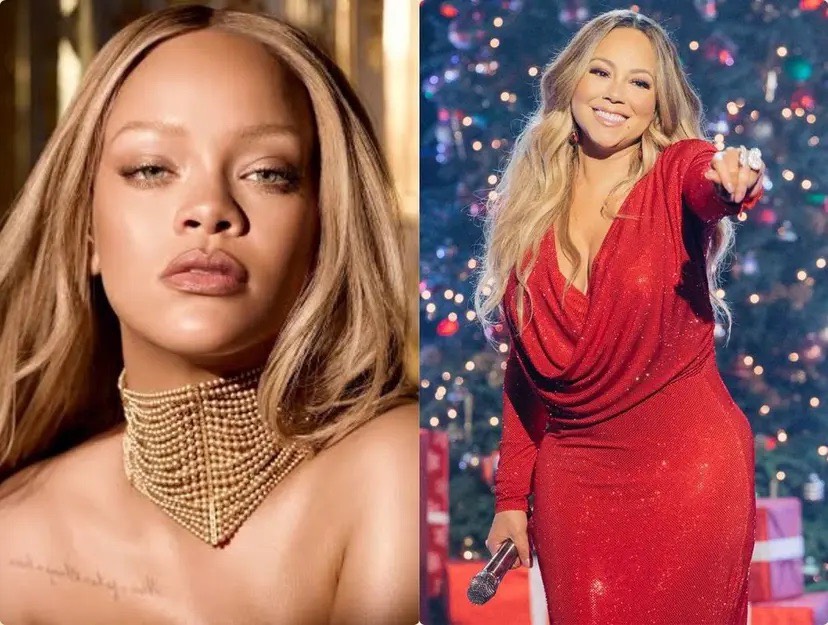 Reactions as Mariah Carey signs Rihanna's chest at Christmas concert