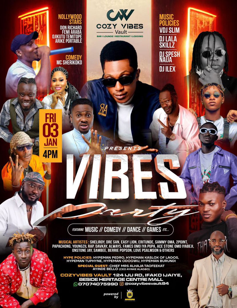 COZY VIBES NEW YEAR PARTY SCHEDULED FOR 3RD JAN, 2025