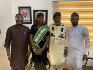 EXECUTIVE CHAIRMAN OF MOSAN - OKUNOLA RECEIVES INCUMBENT BEAUTY QUEEN, MOST BEAUTIFUL GIRL IN ALIMOSHO, WINNER QUEEN MOYOSORE OKEYEMI 