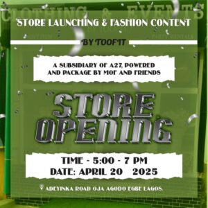Grand Launching of Toofit Fashion Store & Event Scheduled 20th APril 2025 Grand Launching of Toofit Fashion Store & Event Scheduled 20th APril 2025