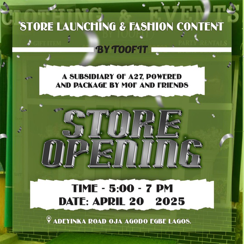 Grand Launching of Toofit Fashion Store & Event Scheduled 20th APril 2025